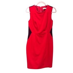 Calvin Klein Red Sleeveless‎ Sheath Dress Career Cocktail Party